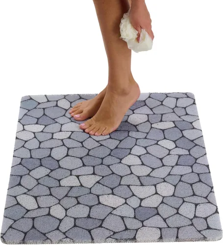 Vista 120 de Enkosi Alfombra de ducha antideslizante Loofah para suelos de ducha, bañera, baños, zonas húmedas, alfombrilla de baño acolchada con agujeros