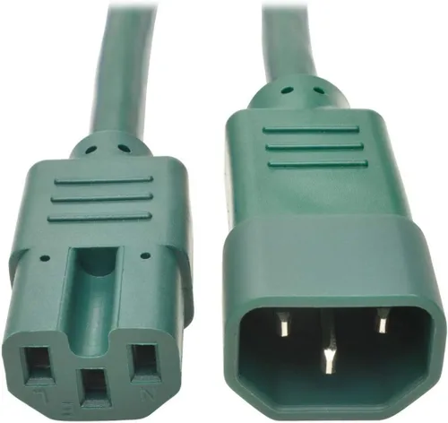 Vista 3 de Tripp Lite Cable de extensión de alimentación resistente de 6 pies, C14 a C15, 15A, 14 AWG, rojo (P018-006-ARD)