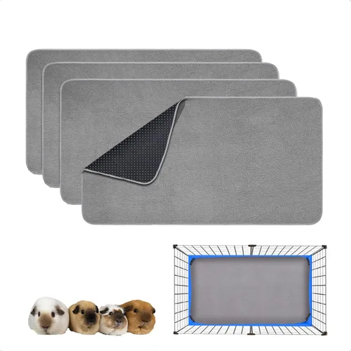 Vista 7 de Forro para jaula de conejillo de indias, paquete de 2 – Lavables, reutilizables, a prueba de fugas, almohadillas de cama de vellón para animales