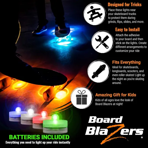 Vista 2 de Board Blazers Luces LED para Skateboard con Efecto Underglow - Regalo Ideal para Skateboard - Luz LED Perfecta para Longboard o Luz para Scooter