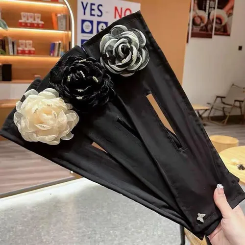 Vista 3 de YOYLMAL - 3 piezas para hacer moños de cabello para tornillo, moño flexible de flor de camelia grande, lazos para el cabello de torsión francesa
