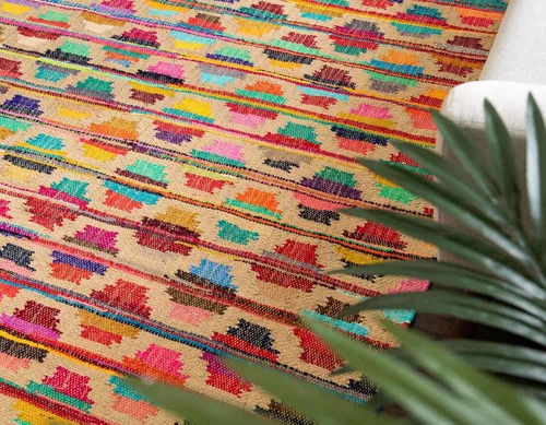 Vista 6 de Unique Loom Chindi Trellis Collection Southwestern, geométrico, moderno, colores brillantes (8 x 11 pies, rectangular, multicolor y beige)