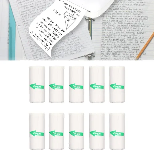 Vista 2 de Papel de impresora térmica, 10 rollos de papel de impresión autoadhesivo, mini papel de impresión de 2.244 x 0.984 in, papel de impresión térmico
