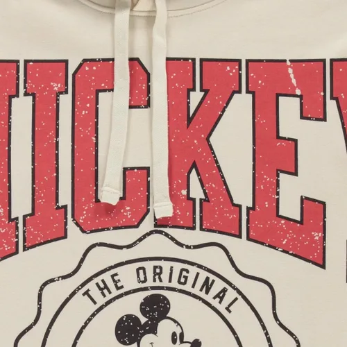 Vista 5 de Disney Sudadera con capucha de Mickey Mouse para mujer, diseño clásico de Mickey y Minnie Mouse, Crema