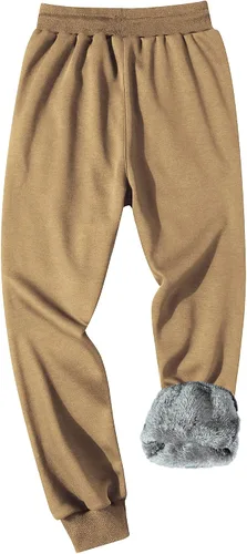 Vista 3 de GXAMOY Pantalones de forro polar de invierno para hombre, pantalones deportivos con forro de sherpa, pantalones deportivos gruesos y cálidos