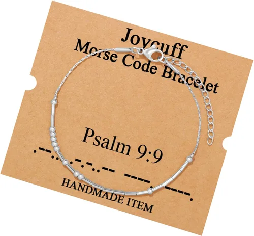 Vista 73 de JoycuFF Pulseras inspiradoras de código morse para mujeres, cuentas de plata, joyería con mantra de motivación, regalos para ella