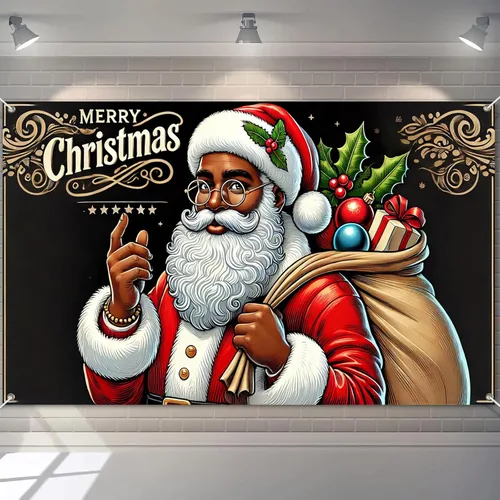 Vista 12 de BlissYard Pancarta de Fondo Navideño Escena de Chimenea con Muñeco de Nieve Reno Medias Guirnalda Árbol Regalos Decoración de Fiesta Navideña 71×43