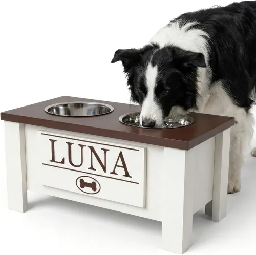 Vista 20 de GTW Soporte de Cuenco Elevado Personalizado para Perros Grandes, Medianos, Pequeños y Extra Pequeños - Cuencos de Acero Inoxidable para Comida