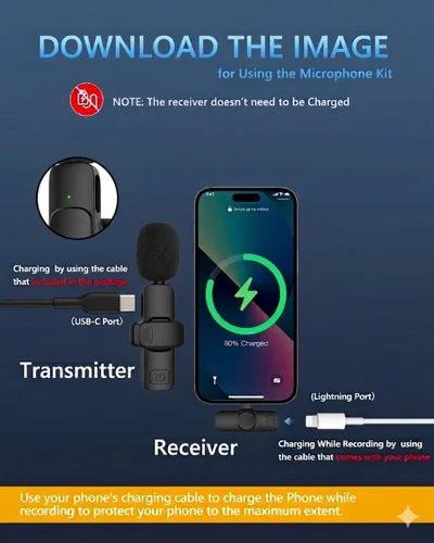 Vista 6 de Caiord 2 Pack de micrófonos inalámbricos profesionales Lavalier para iPhone iPad (iPhone 14 y versiones anteriores), micrófonos de solapa Plug-Play