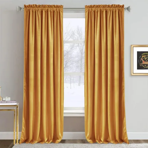 Vista 34 de RYB HOME Cortinas opacas de terciopelo para dormitorio, aislamiento térmico, privacidad, luz solar, bloqueo de calor, cortinas lujosas con bolsillo