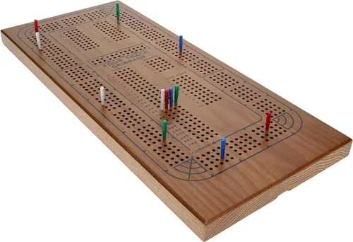 Vista 9 de WE Games Tabla de madera para 4 jugadores, tablero de madera natural maciza de 4 pistas, clavijas de plástico e instrucciones