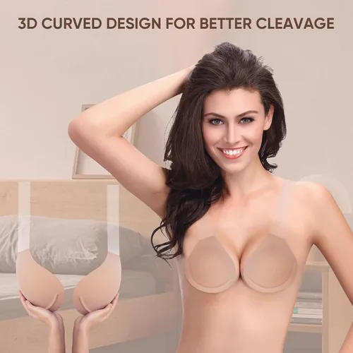 Vista 5 de Sujetador adhesivo para pechos grandes, brasier adhesivo, brasier sin costuras para mujer, brasier push up para vestido sin espalda