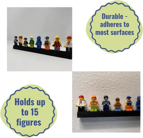 Vista 2 de Collectibles - Tira adhesiva de montaje compatible con minifiguras Lego Muestra figuras en paredes o en la mayoría de superficies Fabricado