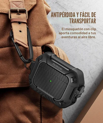 Vista 6 de MOBOSI Funda para Airpods Pro 2, compatible con AirPods Pro de 2ª/1ª generación con bloqueo, llavero y kit de limpieza, carcasa rígida protectora a