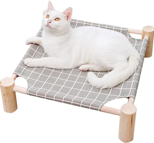 Vista 12 de Pozico Hamaca Cama para Gatos/Perros, Cama para Gatos, Camas Elevadas de Madera para Perros para Interiores y Exteriores, Catres Elevados para Gatos