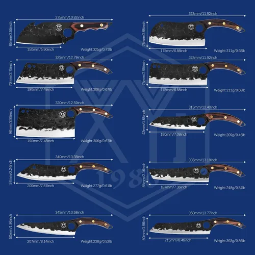 Vista 2 de XYJ Full Tang Cuchillo de deshuesado curvado de acero inoxidable para acampar serbio de 6 pulgadas con funda de transporte de cuero, juego