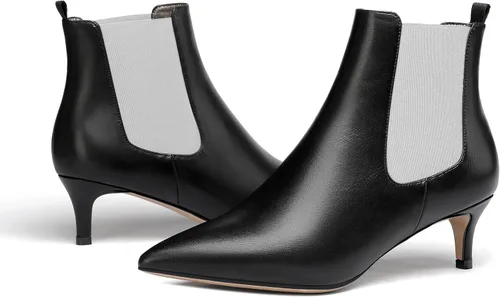 Vista 6 de WAYDERNS Botas de tacón bajo para mujer, estilo casual, puntera puntiaguda, patente, boda, gatito, de 2 pulgadas