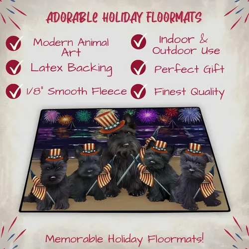 Vista 2 de Doggie of the Day Scottish Terrier Dogs Floor Mat - 4th of July Independence Day - Best Dog Doormat - Protector Decor - Unique Portrait Art