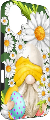 Vista 3 de iPhone 16 Easter Chick Gnome Graphic For Women Floral Daisy Flower Case