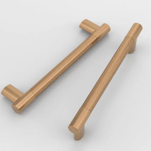 Vista 13 de Paquete de 10 manijas de gabinete de cocina de bronce champán moleteado de 3 pulgadas (2.992 in), tiradores de gabinete de color dorado champán