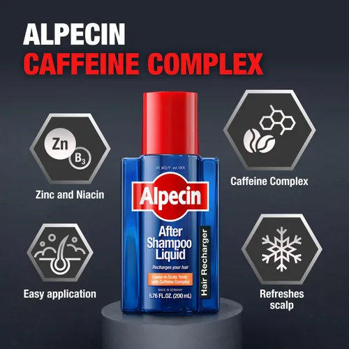 Vista 3 de Alpecin After Shampoo - Líquido de cafeína 6.76 fl oz (paquete de 3) I Solución tópica para el adelgazamiento del cabello masculino I Promueve