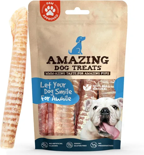 Vista 9 de Amazing Dog Treats - Masticables para perros con tráquea de carne de res de 6 pulgadas (5 piezas - 8 onzas) - Golosinas para perros de tráquea - SIN