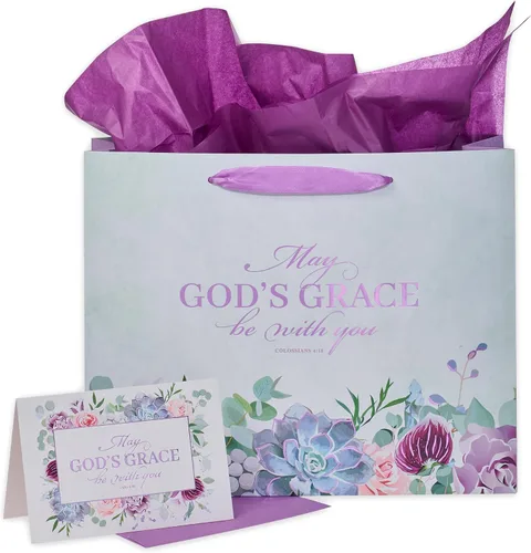 Vista 48 de Christian Art Gifts Bolsa de regalo grande de las Escrituras de Paisaje con tarjeta de felicitación y juego de papel de seda para niños: cada