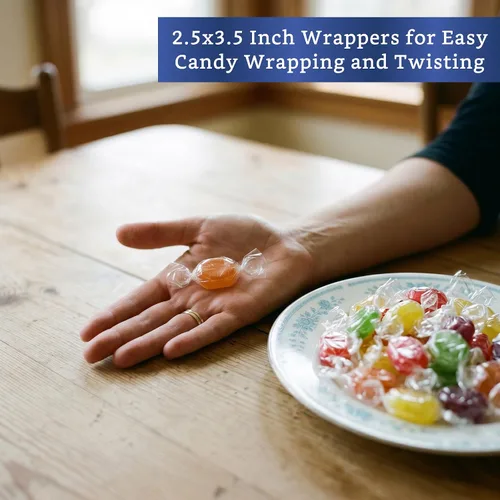 Vista 9 de FIESTA WRAPS Envoltorios transparentes de caramelos para caramelos (600 piezas de 2.5 x 3.5 pulgadas) - Envoltura de celofán transparente natural