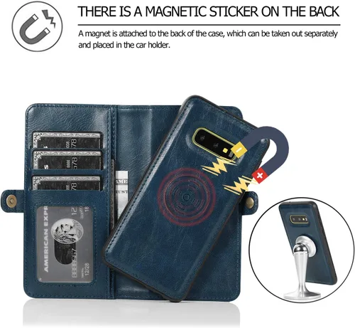 Vista 5 de Asuwish Funda de teléfono para Samsung Galaxy S10e Cartera desmontable con protector de pantalla de vidrio templado y tarjetero de cuero con tapa
