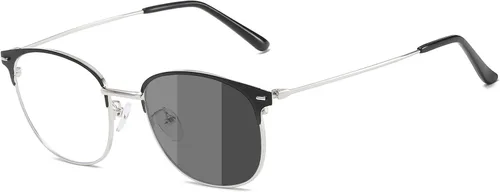 Vista 7 de YIMI Gafas de sol fotocromáticas con bloqueo de luz azul para mujeres y hombres, marco redondo de ojo de gato, filtro UV, gafas