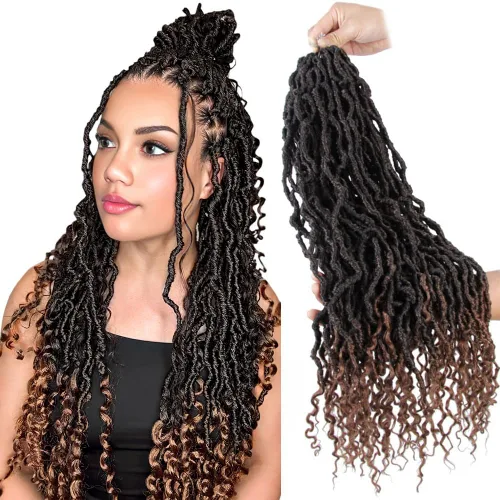 Vista 50 de BOHOBABE Rastas Sintéticas de Ganchillo de 10 Pulgadas, Rastas de Ganchillo Suaves Boho con Puntas Rizadas, Rastas Cortas de Diosa Bohemia de 1#