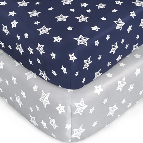 Vista 6 de Pack and Play Sheets - Juego de 2 sábanas para cuna, sábana bajera elástica para cuna, compatible con Graco Pack n Play, material suave y Dinosaurio