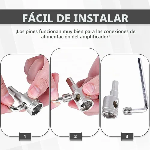 Vista 7 de 2 piezas de reductor de cable de audio de estéreo de coche resistente - calibre 0 a calibre 4 para entrada de amplificador, conexión de pin AWG