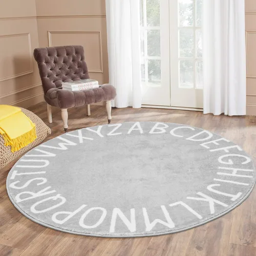 Vista 2 de Topotdor Alfombra redonda de juego para niños, del alfabeto, alfombra de área para guardería, alfombra de juego extra grande y suave para dormitorio