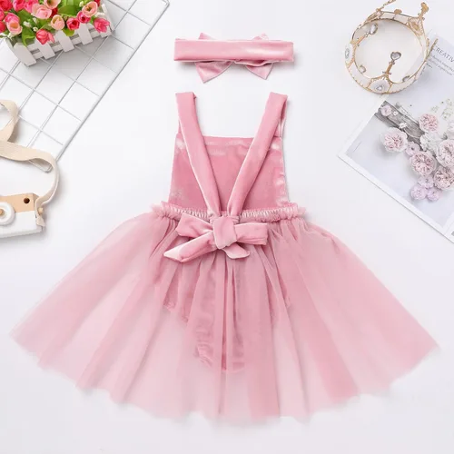 Vista 21 de Traje de bebé niña primer cumpleaños traje de encaje tul mameluco princesa tutú vestido de un año cumpleaños pastel Smash fotografía ropa
