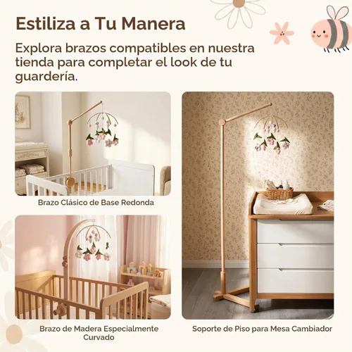 Vista 7 de let's make Móvil de bebé para cuna hecho a mano rosa abeja hermosa decoración de guardería Rosa (Pink Bee)