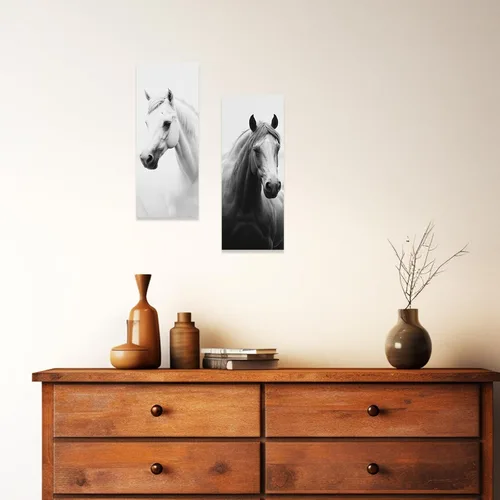 Vista 5 de ZXHYWYM Juego de 2 arte para pared de caballos salvajes, caballos salvajes, retratos, lienzos, pintura en lienzo de animales de granja, marco