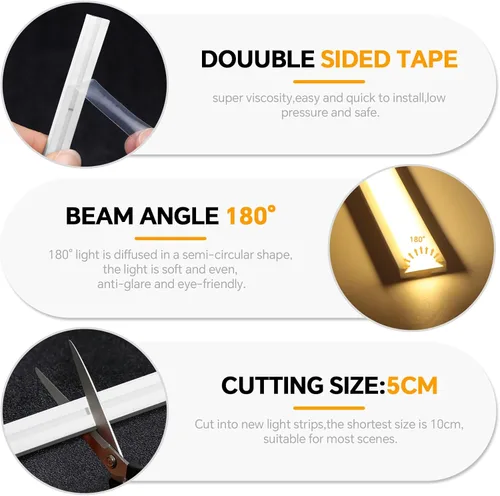 Vista 3 de La cuerda de neón de la MAZORCA del silicón enciende la prenda impermeable flexible 16.4FT cortable Self-Adhesive Dimmable COB Led Strip Lights