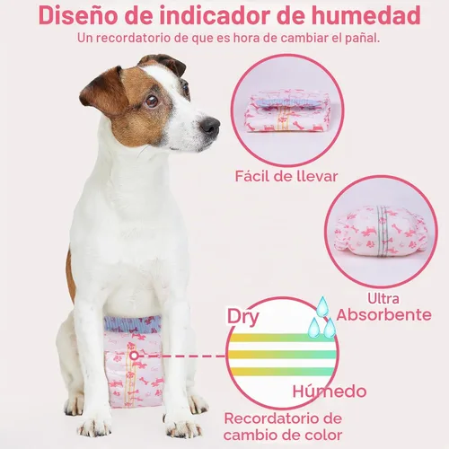 Vista 3 de Pet Soft Pañales desechables para perras, pañales para perras con agujero de cola de espuma ajustable, ultra protección, pañales para cachorros