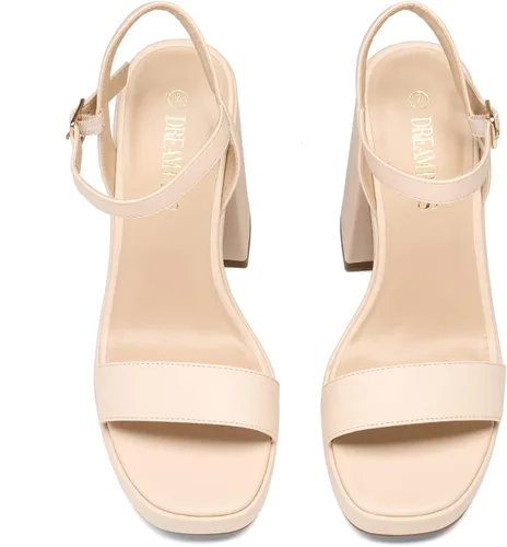 Vista 4 de DREAM PAIRS Tacones para mujer, plataforma gruesa, tacón alto, puntera abierta, moda, boda, fiesta, noche, baile, correa de tobillo, zapatos de tacón