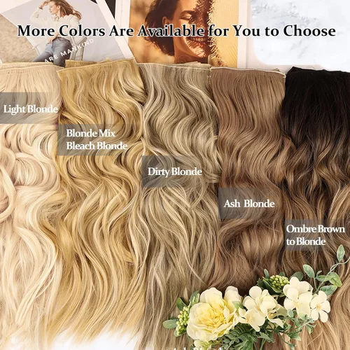 Vista 5 de NAYOO - Extensiones de cabello con clip, extensiones sintéticas onduladas de 20 pulgadas, 6 unidades Wavy Curly Hair, Full Head Coverage, Heat