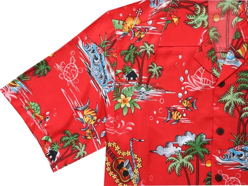 Vista 4 de Scenic Hawaiian Camisas para hombre 56 Aloha Fiesta Casual Campamento Botón Abajo Manga Corta Cruise Beach Wear