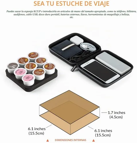 Vista 2 de ROMAUNT Soporte para cápsulas de café compatible con K-Cup, accesorio para cafetera portátil de camping, funda protectora de transporte de viaje