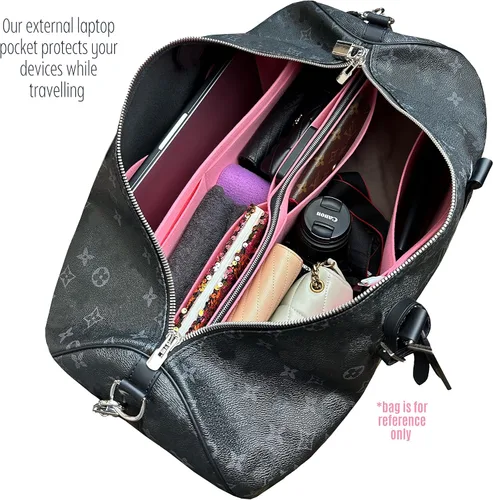 Vista 7 de Keepall Bag Organizer for Lv Keepall 50 Insert Keepall 45 Organizer Base Shaper Handmade 3mm Premium Felt Snug Sturdy (Keepall 45, Lime)