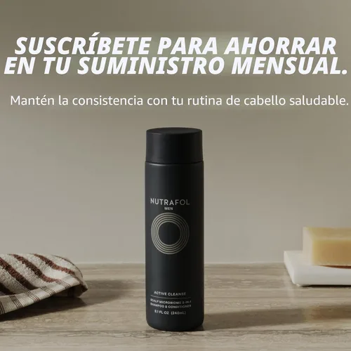 Vista 8 de Nutrafol Champú y acondicionador 2 en 1 para hombres, limpia, hidrata, desobstruye los poros, mejora el volumen y la fuerza del cabello, formulado