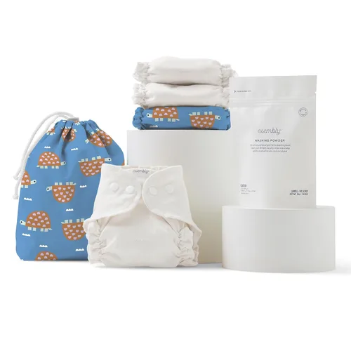 Vista 8 de Esembly Try-It Kit - Juego de iniciación de pañales de tela con pañales de algodón orgánico, funda impermeable para pañales, bolsa húmeda