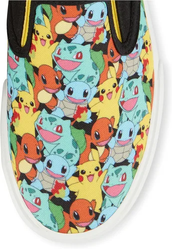 Vista 4 de Pokemon Zapatos sin cordones Pikachu para niños, tenis sin cordones Pikachu para niños, tenis sin cordones de lona Pikachu Charmander Bulbasaur