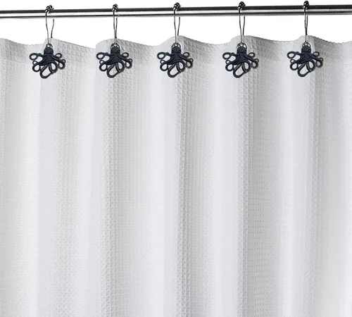 Vista 2 de Juego de 12 ganchos decorativos de acero inoxidable para cortina de ducha de pulpo, para el hogar, baño