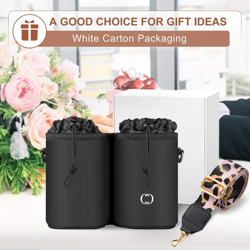 Vista 7 de Soporte para vasos de equipaje con correa de repuesto ajustable, aislamiento térmico, bolsillo con cremallera, accesorios de viaje, regalos
