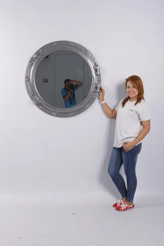 Vista 2 de Espejo de buey redondo para montaje en pared, 36 pulgadas de diámetro (aluminio)